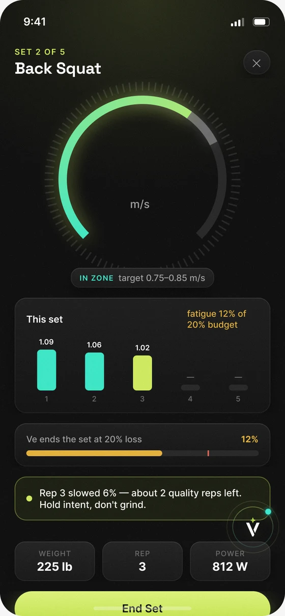 Velocity app measuring live bar speed